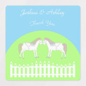 Mooie witte bruiloft paarden op maat labels (Design 1)