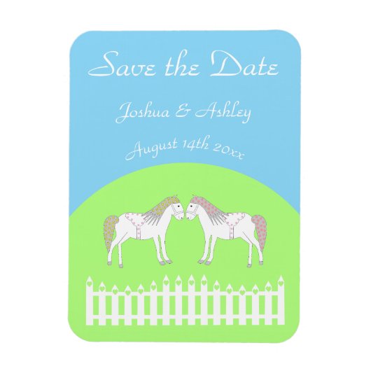 Mooie witte bruiloft paarden op maat magneet (Verticaal)