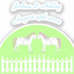 Mooie witte bruiloft paarden op maat sticker
