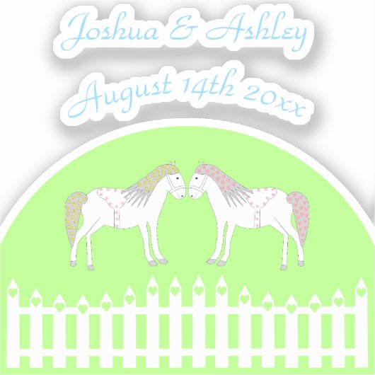 Mooie witte bruiloft paarden op maat sticker (Voorkant)