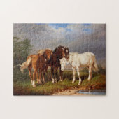  mooie witte bruine paarden legpuzzel (Horizontaal)