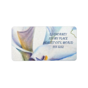 MOOIE WITTE CALLA LILY FLORAL ETIKET