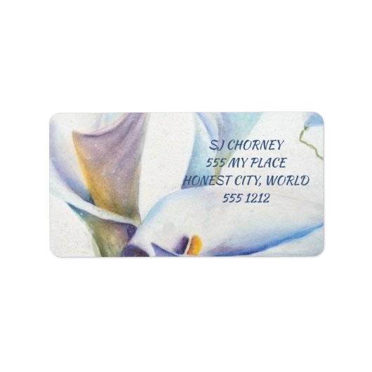 MOOIE WITTE CALLA LILY FLORAL ETIKET (Voorkant)