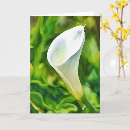 Mooie witte Calla Lily Garden Art Note Kaart (Gele Bloem)