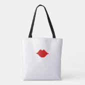 mooie witte canvas tas met haar naam & rode lippen (Achterkant)