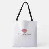 mooie witte canvas tas met haar naam & roze lippen (Voorkant)