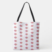 mooie witte canvas tas met haar naam & roze lippen (Achterkant)