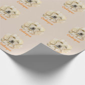 Mooie witte Cockerpoo Originele Digitale Kunst Cadeaupapier (Hoek)
