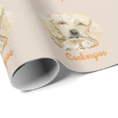 Mooie witte Cockerpoo Originele Digitale Kunst Cadeaupapier (Rol Hoek)