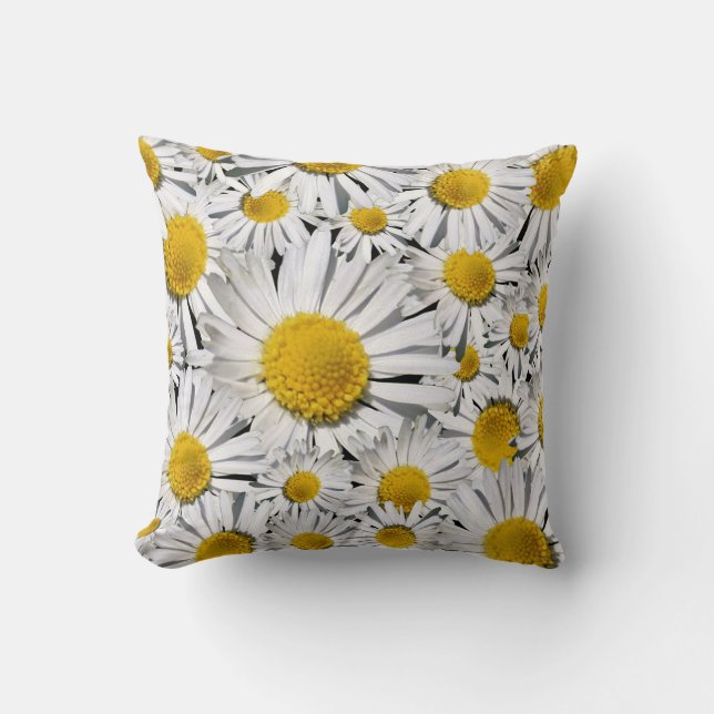Mooie Witte Daisy Flower Pillow! Kussen (Voorkant)