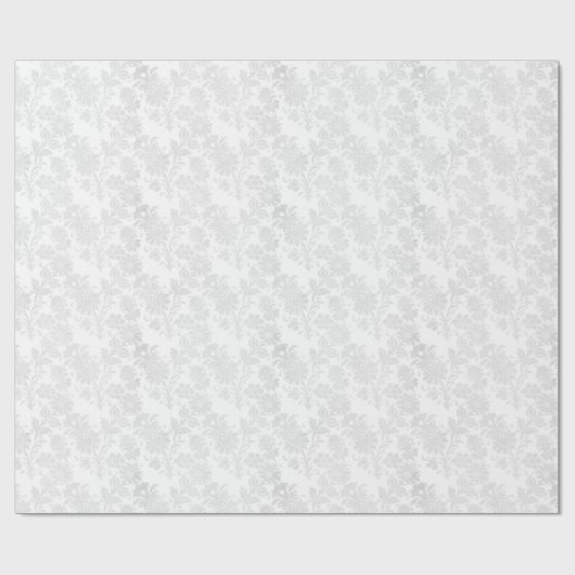 Mooie Witte Damast Bloemige Print Cadeaupapier (Vlak)