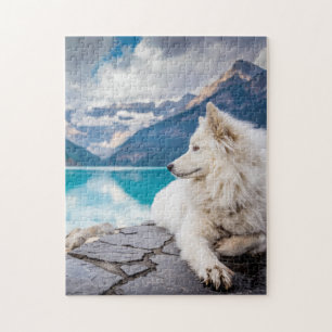 Mooie witte dog meer Louise Canada reizen Legpuzzel