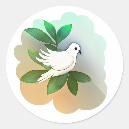 Mooie witte dove ronde sticker (Voorkant)