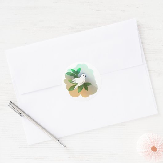 Mooie witte dove ronde sticker (Envelop)