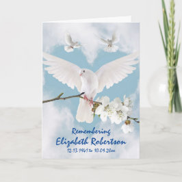 Mooie witte doven "Weep niet" Memorial Kaart