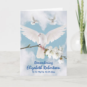 Mooie witte doven "Weep niet" Memorial Kaart