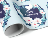 Mooie Witte Doves Floral Wreath Cadeaupapier (Rol Hoek)
