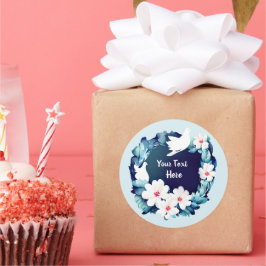 Mooie Witte Doves Floral Wreath Ronde Sticker