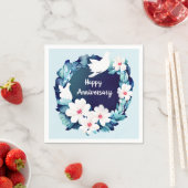 Mooie Witte Doves Floral Wreath Servet (Insitu)