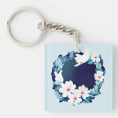Mooie Witte Doves Floral Wreath Sleutelhanger (voorkant)