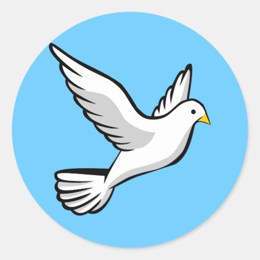 Mooie witte duif animatie illustratie ronde sticker (Voorkant)
