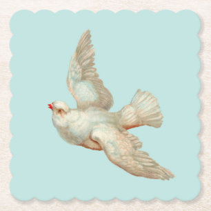 mooie witte duif kartonnen onderzetters