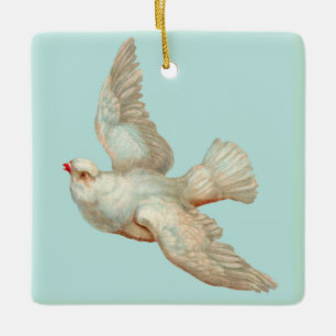 mooie witte duif keramisch ornament
