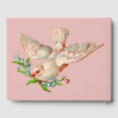 mooie witte duif met takje in de bek gastenboek (Achterkant)