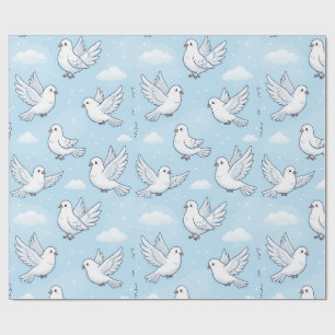 Mooie Witte Duif Naadloos Hemelpatroon Cadeaupapier
