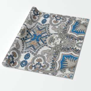 Mooie witte en blauwe arabeske, islamitische patte cadeaupapier