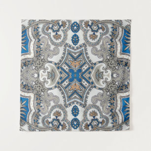 Mooie witte en blauwe arabeske, islamitische patte wandkleed