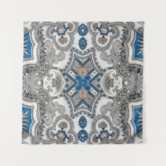 Mooie witte en blauwe arabeske, islamitische patte wandkleed
