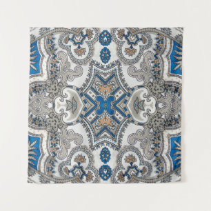 Mooie witte en blauwe arabeske, islamitische patte wandkleed
