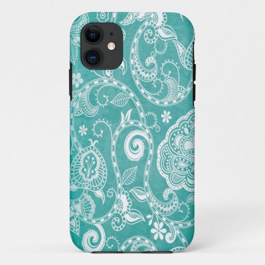 Mooie witte en blauwe bloemen, bladeren en zeugen Case-Mate iPhone case (Achterkant)