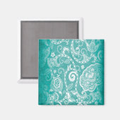 Mooie witte en blauwe bloemen, bladeren en zeugen magneet (Voorkant / Achterkant)