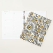 Mooie witte en gouden 3D bloem aangepaste naam Planner (Display)