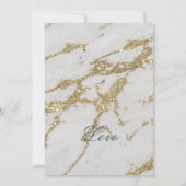 Mooie witte en gouden marmer-huwelijks- aankondiging (Achterkant)