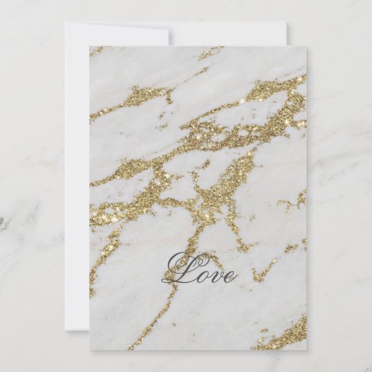 Mooie witte en gouden marmerhuwelijk aankondiging (Achterkant)