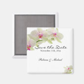 Mooie Witte en Hete Roze Orchideeën Save the Date Magneet (Voorkant / Achterkant)