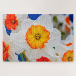 Mooie witte en oranje bloem legpuzzel