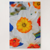 Mooie witte en oranje bloem legpuzzel (Verticaal)