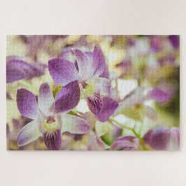 Mooie witte en paarse bloemen legpuzzel