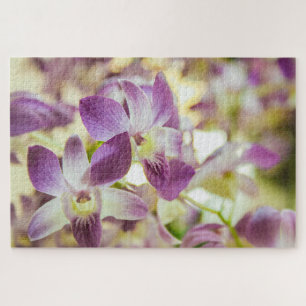 Mooie witte en paarse bloemen legpuzzel