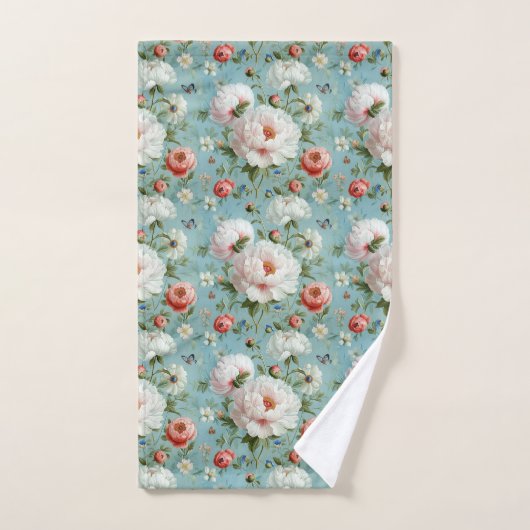 Mooie witte en rode pioenen bad handdoek (Handdoek)