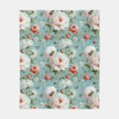 Mooie witte en rode pioenen fleece deken (Voorkant)