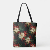 Mooie witte en rode poinsettias illustratie tote bag (Achterkant)