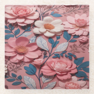 Mooie witte en roze bloemetjes Zandsteen Onderzett Glazen Onderzetter