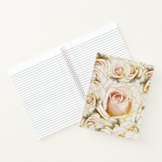 Mooie witte en roze Glittery Rozen Melange Notitieboek (Binnen)