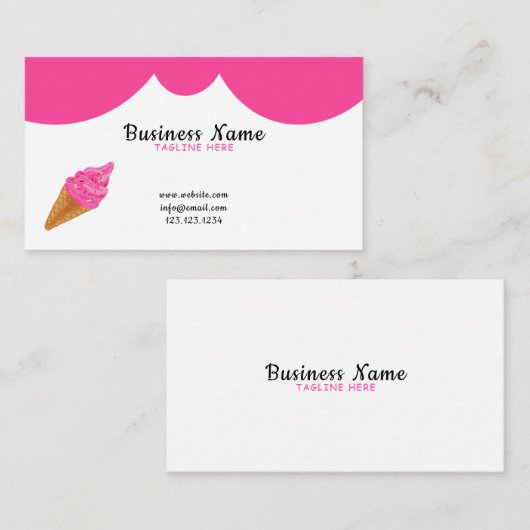 Mooie witte en roze sprinkhaan voor ijsje visitekaartje (Voorkant / Achterkant)