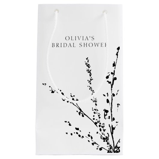 Mooie witte en zwarte minimalistische bruidsdouche klein cadeauzakje (Voorkant)